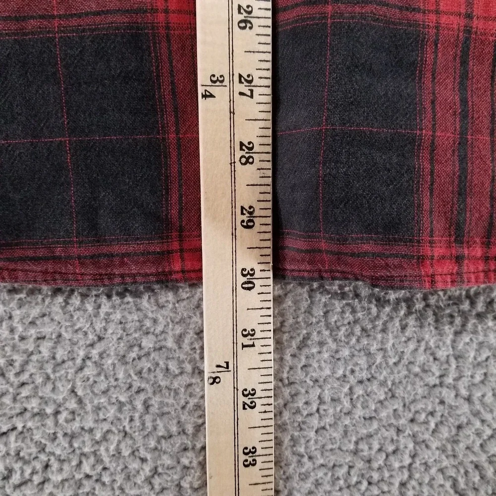 32 Bar Blues Shirt Mens Large Black Plaid Double Wall Layer Buffalo Check Plaid